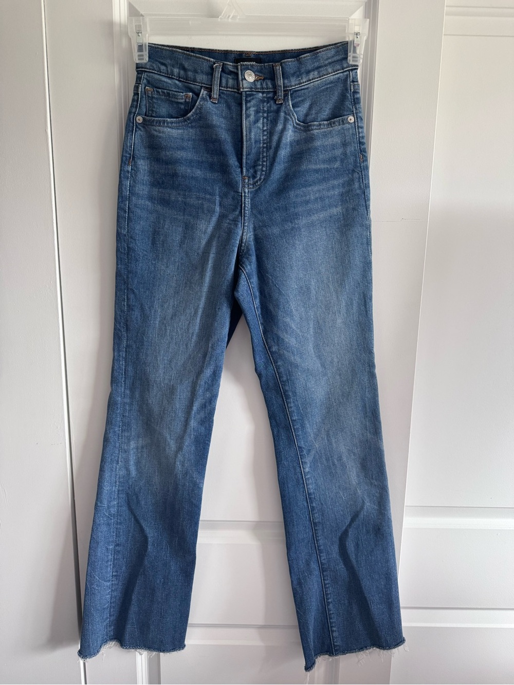 Express Denim 90s boot high-rise Jeans in Blue with Black Logo Patch